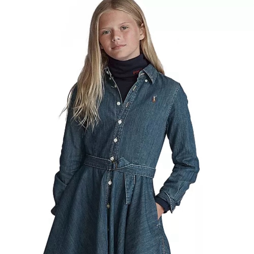Ralph Lauren Belted Cotton Denim Shirtdress Size:12